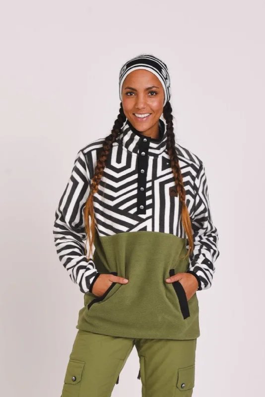 Women's robe sets with modern design-Fall Line Fleece Khaki - Women's