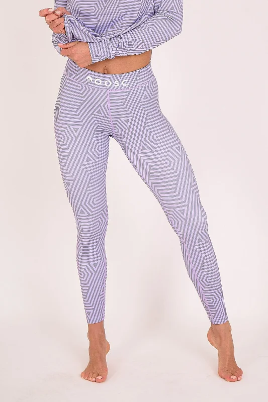 Women's robe sets with pockets-Fall Line Purple & Grey Womens Baselayer Legging