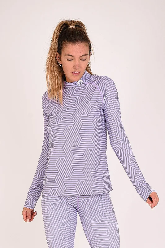 Trendy women's robe sets with lace-Fall Line Purple & Grey Womens Baselayer Top