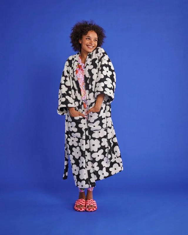 Luxury robe sets with satin fabric-Flower Face Terry Bath Robe