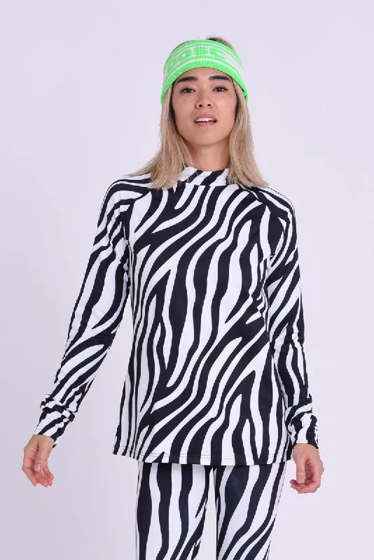 Women's robe sets with luxurious satin feel-Baselayer Top - Hotel California Zebra Print Women's Women's robe sets with luxurious satin feel-Baselayer Top - Hotel California Zebra Print Women's