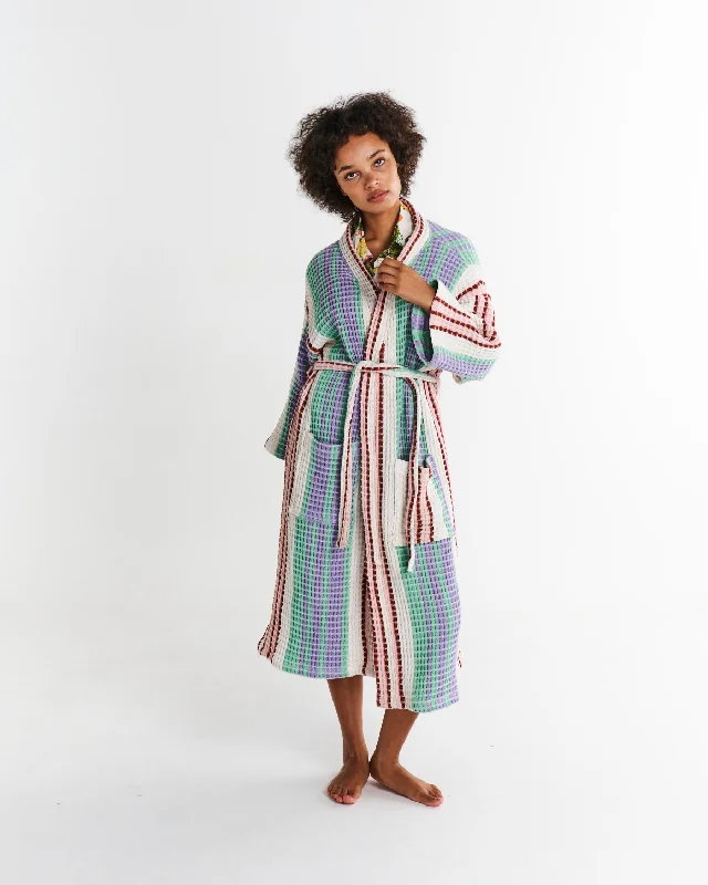 Soft cotton robe sets for women-Island Delight Waffle Bath Robe