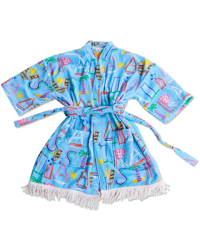 Women's robe sets with modern design-Kip&Co x Ken Done Australia Mate Terry Mini Bath Robe