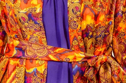 Women's robe sets with relaxed fit-Silk Robe Lois and Purple Silk Slip