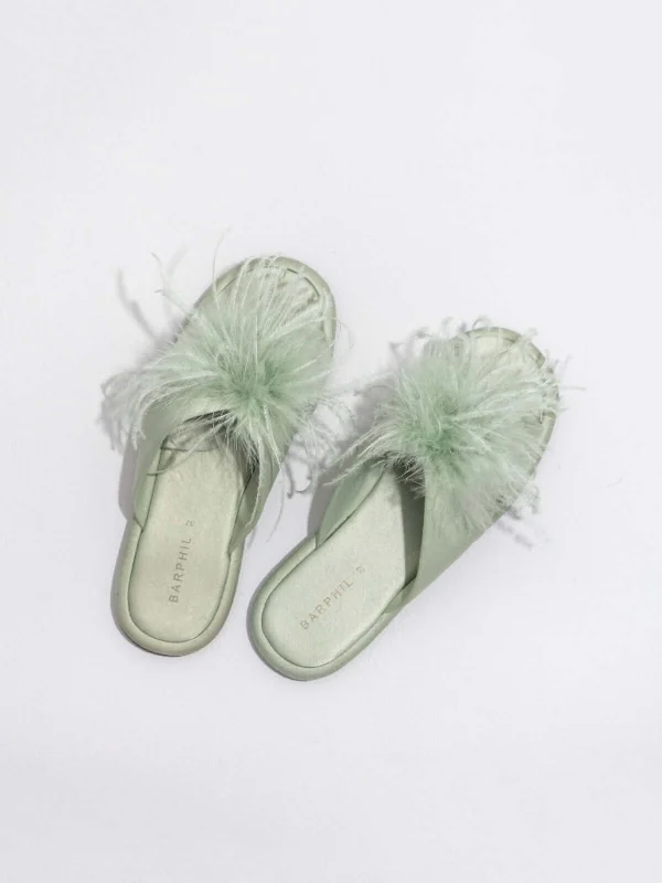 Comfortable robe sets for women with belt-Luxe Feather Slippers