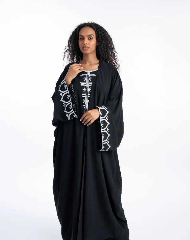 Women's robe sets for self-care-Malika Abaya Black- Women