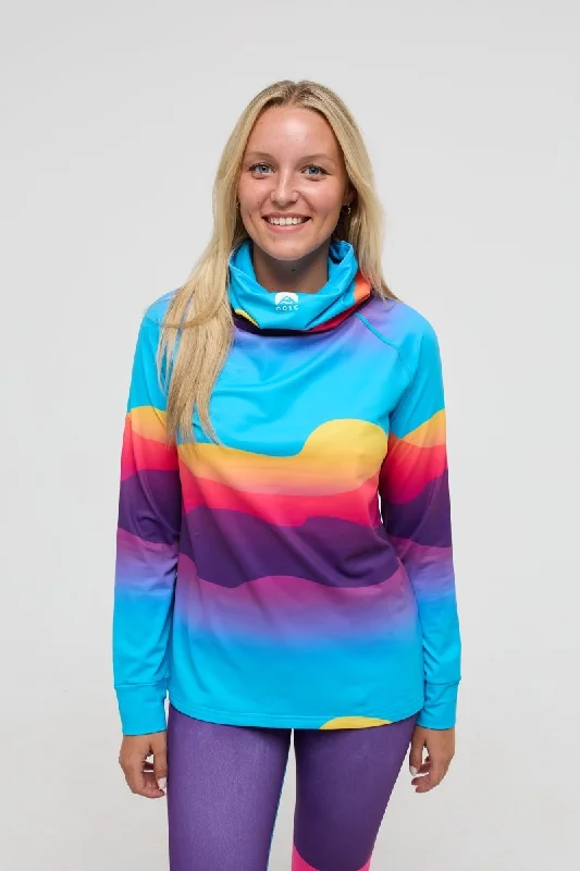 Women's robe sets for post-bath wear-High Neck Baselayer Top Mambo Sunset -  Women's