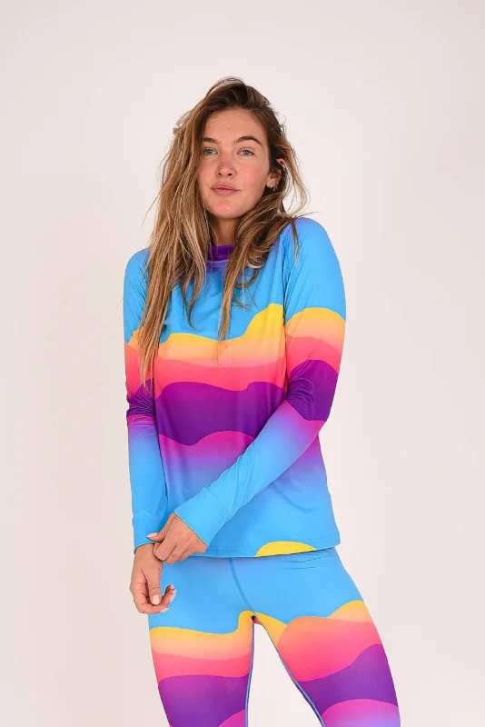 Soft fleece women's robe sets-Mambo Sunset Women's Base Layer Top