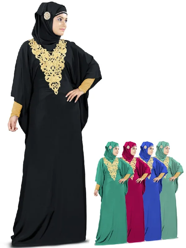 Women's robe sets with plush fabric-Nelam Gold Embroidered Kaftan