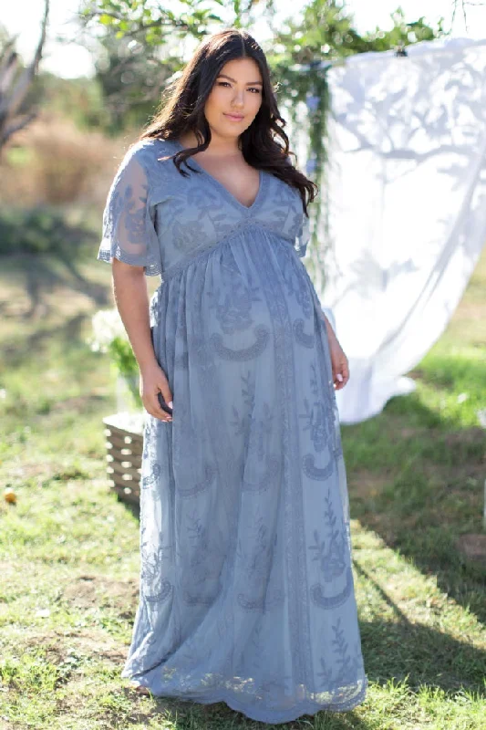 Warm women's robe sets for winter-PinkBlush Blue Lace Mesh Overlay Plus Maternity Maxi Dress Warm women's robe sets for winter-PinkBlush Blue Lace Mesh Overlay Plus Maternity Maxi Dress