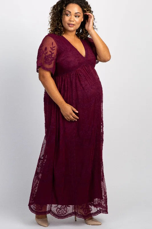 Women's robe sets for relaxation-PinkBlush Burgundy Lace Mesh Overlay Plus Maternity Maxi Dress Women's robe sets for relaxation-PinkBlush Burgundy Lace Mesh Overlay Plus Maternity Maxi Dress