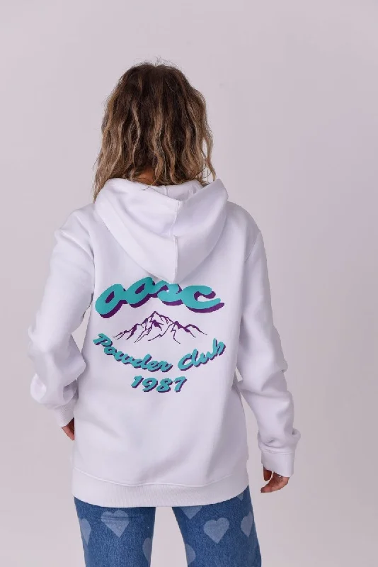 Luxury women's robe sets-Powder Club Hoodie - White