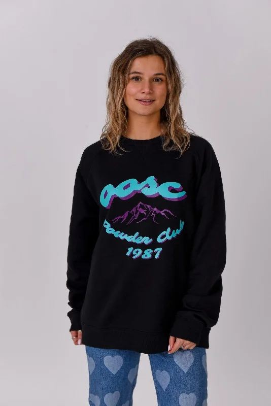 Soft fleece robe sets for women-Powder Club Sweatshirt - Black