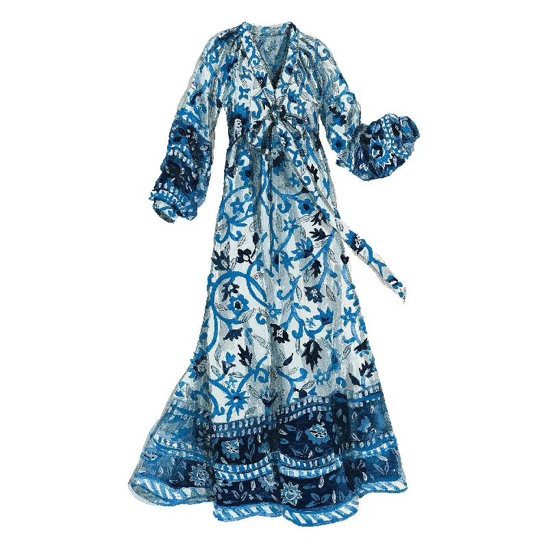 Cozy women's robe sets for winter relaxation-English Garden Caftan