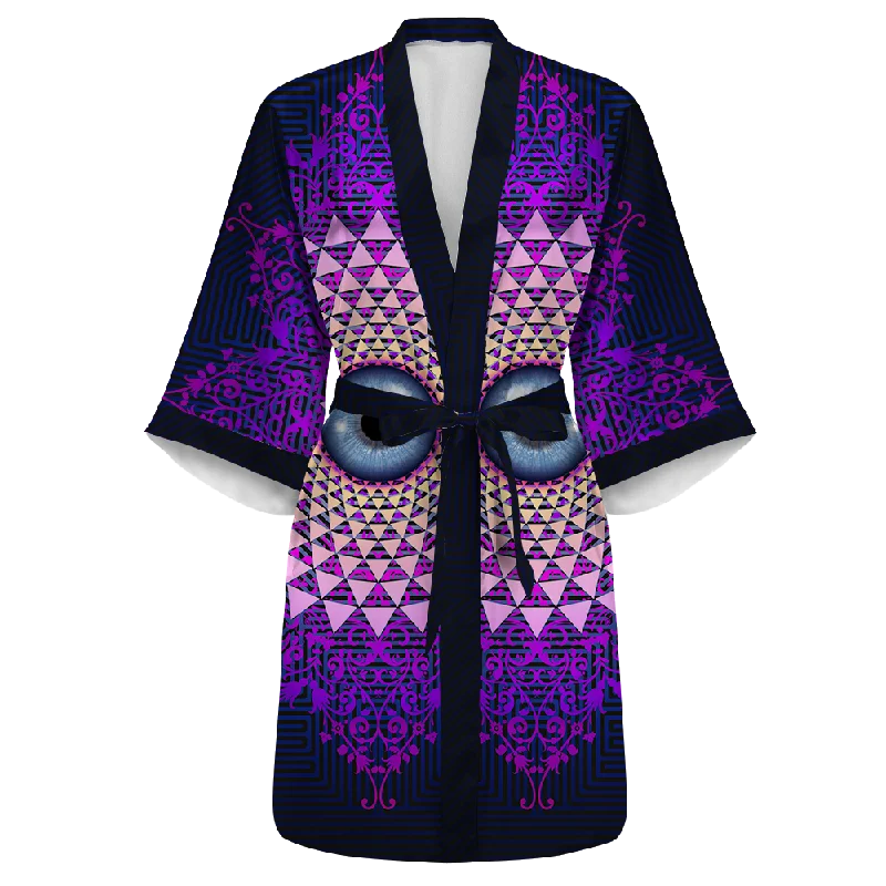 Women's robe sets for a peaceful night-Psi~ Eye Ball All Over Print Women's Satin Kimono Robe Women's robe sets for a peaceful night-Psi~ Eye Ball All Over Print Women's Satin Kimono Robe