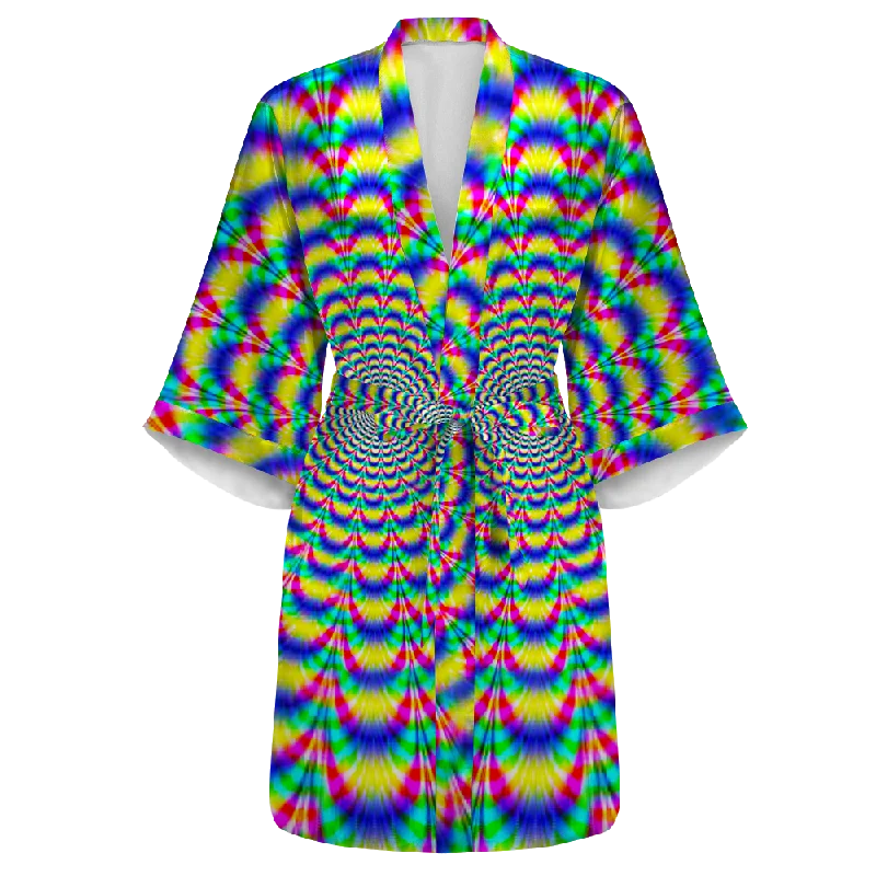 Women's robe sets for every occasion-Psi~ Spiral All Over Print Women's Satin Kimono Robe Women's robe sets for every occasion-Psi~ Spiral All Over Print Women's Satin Kimono Robe