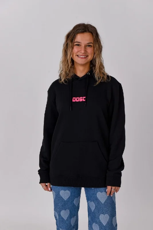 Cozy fleece robe sets for chilly nights-Retro OOSC Hoodie - Black