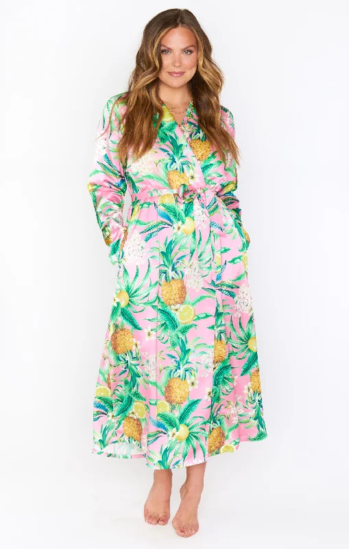 Women's robe sets with luxurious feel-Robbie Robe ~ Hannahs Pineapple Dream