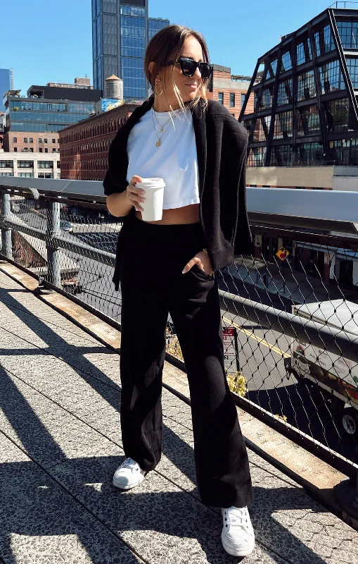 Women's robe sets for cold weather-Samson Lounge Pants ~ Black Knit