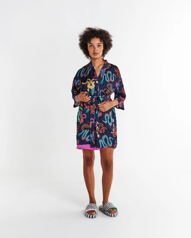 Women's robe sets for a peaceful night-Snake Pit Satin Robe