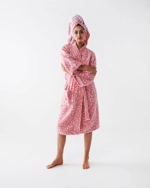 Women's robe sets for cold weather-Strawberry Lamington Terry Bath Robe