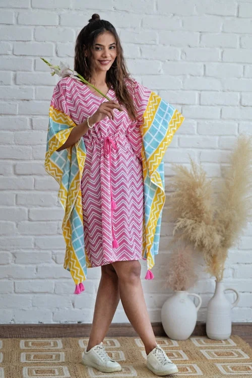 Women's robe sets for spa retreat-Sugar Rush Hand Block Printed Kaftan