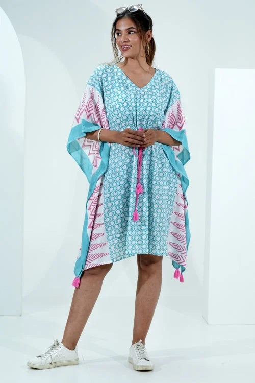 Women's robe sets for self-care-Sugary Chic Hand Block Printed Kaftan