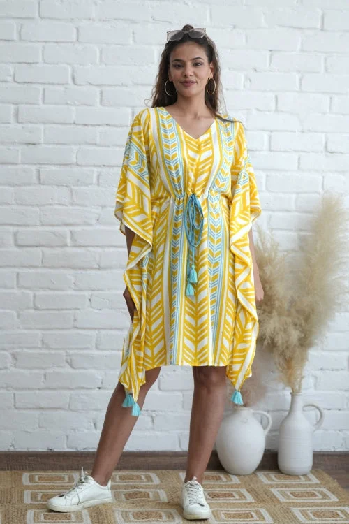 Women's robe sets with adjustable fit-Sweet Swrills Hand Block Printed Kaftan