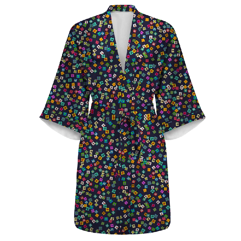 Warm women's robe sets for cold nights-Tabs All Over Print Women's Satin Kimono Robe Warm women's robe sets for cold nights-Tabs All Over Print Women's Satin Kimono Robe