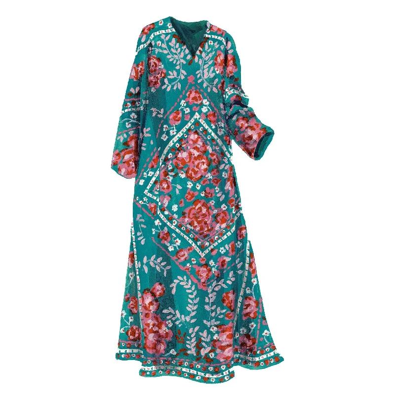 Women's robe sets with tie closure-The Proposal Scarf Print Caftan