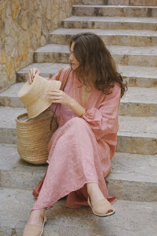 Women's robe sets with pockets-The Siena Dress // Rose