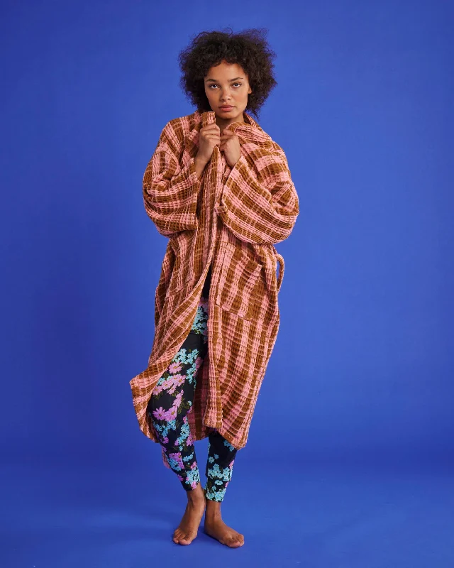 Elegant robe sets for sleep-Toasted Marshmallow Waffle Bath Robe