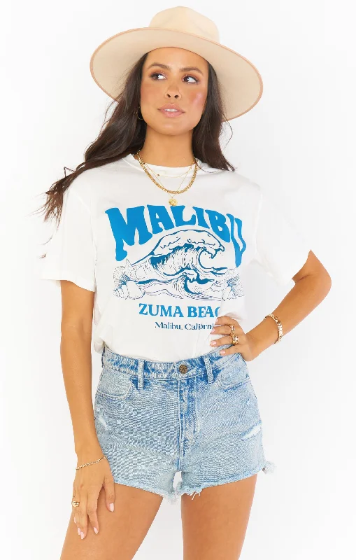 Stylish robe sets with matching pajama bottoms-Travis Tee ~ Malibu Beach Graphic