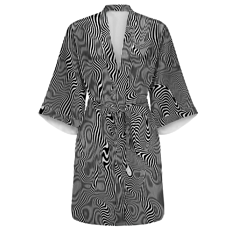 Women's robe sets with tailored fit-Trippy Wave All Over Print Women's Satin Kimono Robe Women's robe sets with tailored fit-Trippy Wave All Over Print Women's Satin Kimono Robe