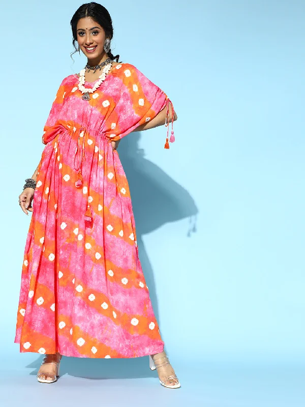 Women's robe sets with adjustable tie-Women's Pretty Pink Viscose Rayon Kaftan Kurta - Yufta Women's robe sets with adjustable tie-Women's Pretty Pink Viscose Rayon Kaftan Kurta - Yufta