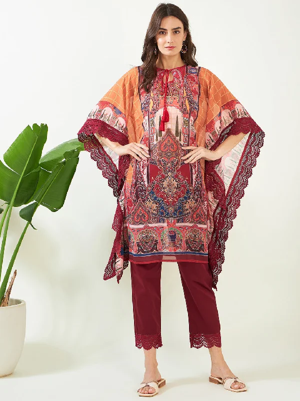 Women's robe sets with floral embroidery-Women's Georgette Mustard Kurta - The Kaftan Company Women's robe sets with floral embroidery-Women's Georgette Mustard Kurta - The Kaftan Company