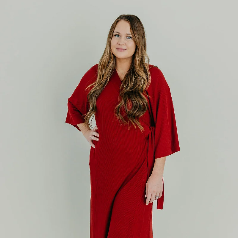 Soft women's robe sets with chic design-Women's Everyday Robe - Cranberry