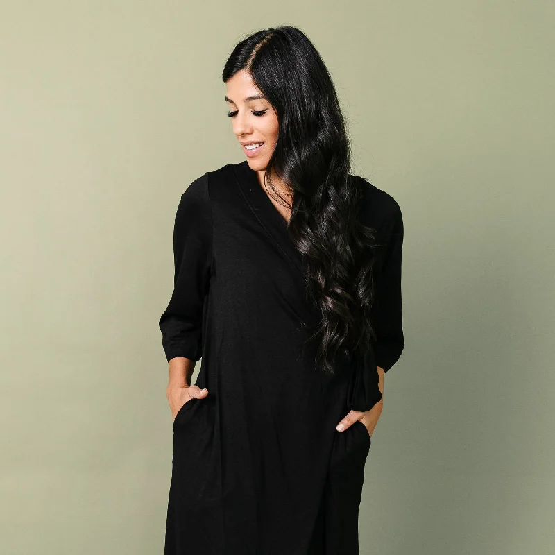 Classic robe sets for women with belt-Women's Everyday Robe - Midnight