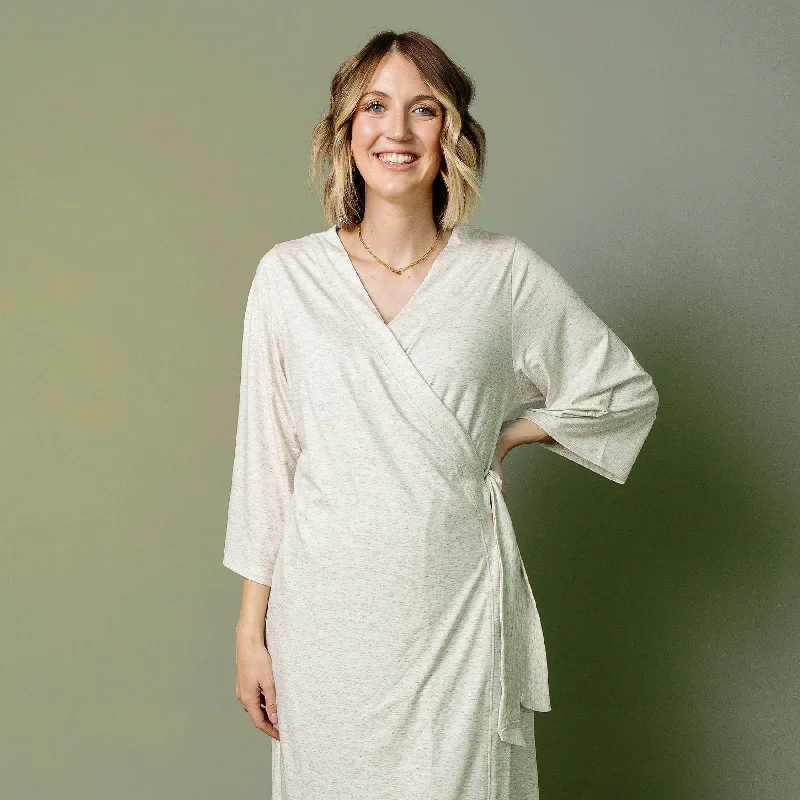 Comfortable robe sets for women with belt and sleeves-Women's Everyday Robe - Oat