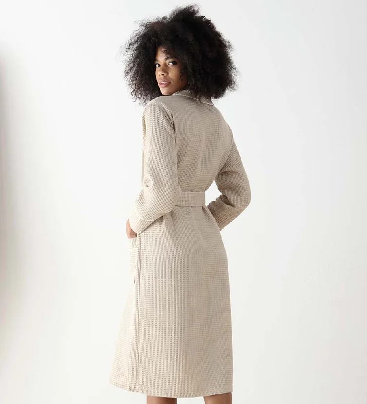Women's robe sets for a comfortable night-Women's Full Length Waffle Hotel Robe