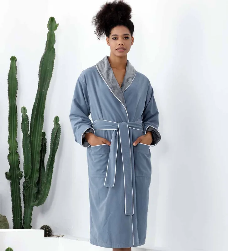 Women's robe sets with silk fabric-Women's Plush Microfiber Spa Robe