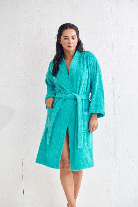 Women's robe sets with delicate satin texture-Women's Terry Cotton Bathrobe, Kimono Style, Comfort Soft & Fast Dry, (AQUA) Women's robe sets with delicate satin texture-Women's Terry Cotton Bathrobe, Kimono Style, Comfort Soft & Fast Dry, (AQUA)