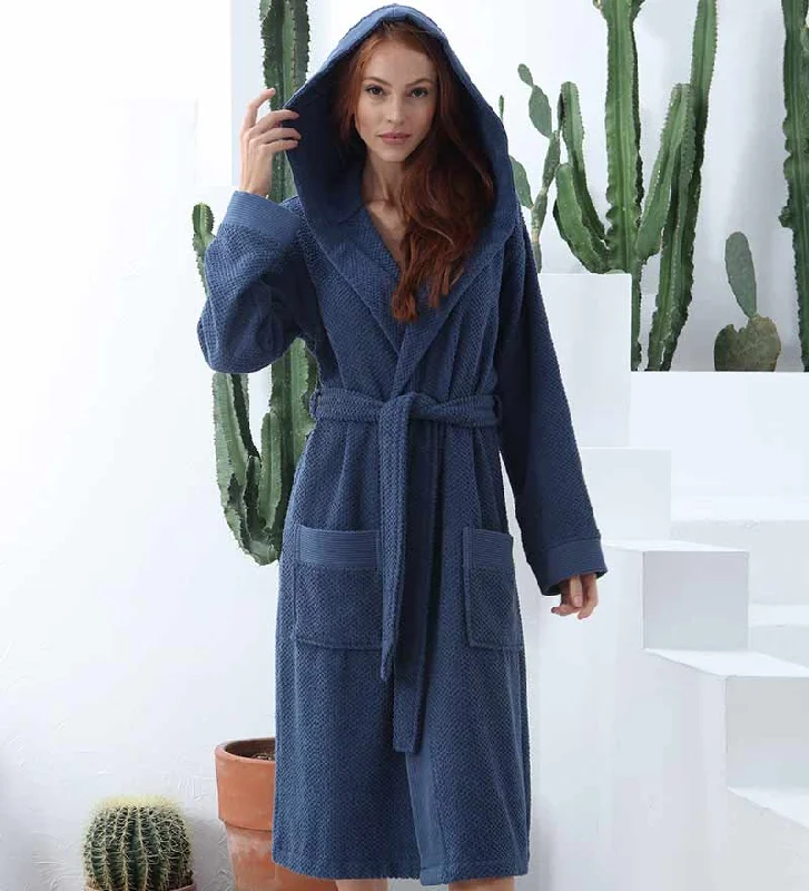 Cozy women's robe sets with plush feel-Women's Hooded Turkish Cotton Terry Cloth Robe