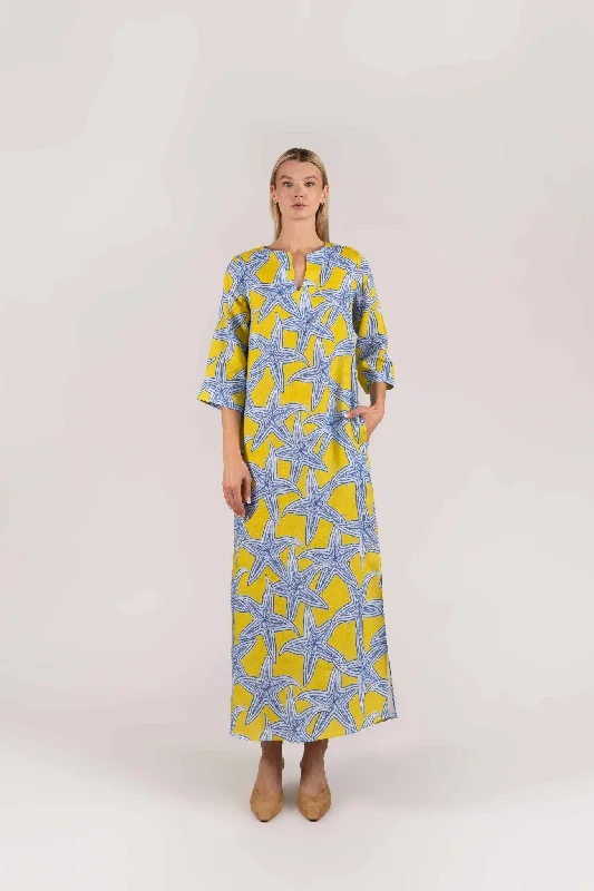 Women's robe sets for relaxing evenings-yellow star stelle kaftan