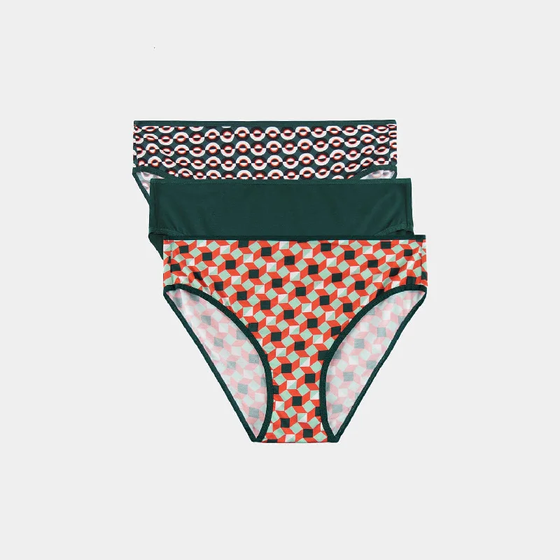 Women's panties for all-around comfort with adjustable waist-Mid-Rise Knickers 3 Pack