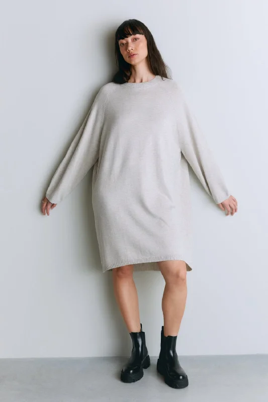 Women's panties with side detailing for added flair-Oversized Long Sleeve Knit Dress