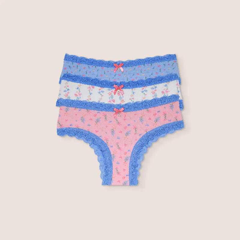 Women's panties with soft elastic waistband for comfort-Bow Print Briefs (3 Pack) - Multi