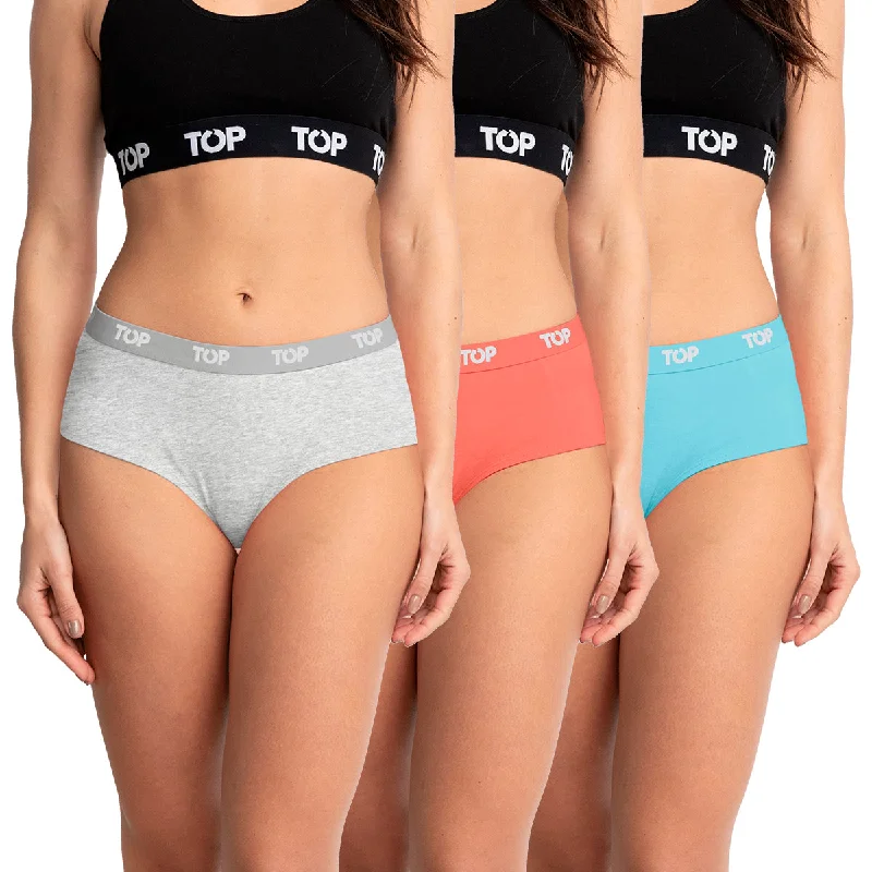 Women's panties for pregnancy comfort-Calzón Pantaletas Algodón Con Elástico Pack 3 C8