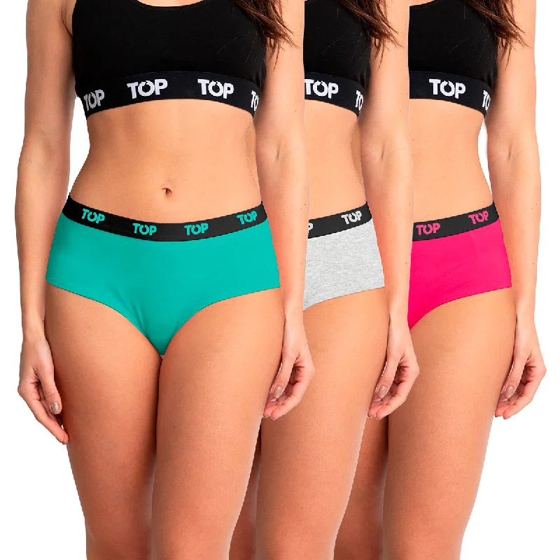 Women's panties with seamless edges for invisible wear-Calzón Pantaletas Algodón Con Elástico Pack 3 C9 Women's panties with seamless edges for invisible wear-Calzón Pantaletas Algodón Con Elástico Pack 3 C9