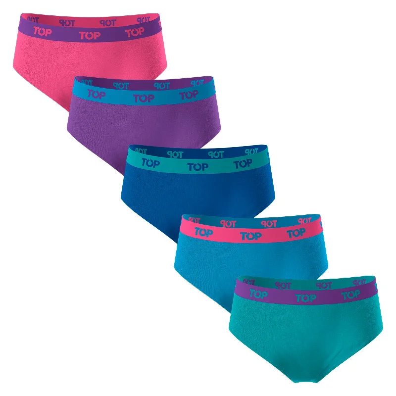 Women's panties with microfiber finish for comfort-Calzón Pantaletas NIÑA Algodón Pack 5 C2